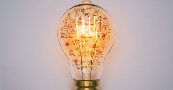 Light bulb with drawing graph Light bulb with drawing graph